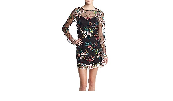 Embroidered Mesh Overlay Dress 