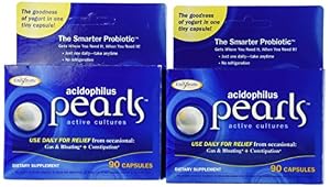 Image of Probiotic Pearls Acidophilus Once Daily Probiotic Supplement, 1 Billion Live Cultures, Survives Stomach Acid, No Refrigeration, 90 Softgels (Packaging May Vary), Pack of 2
