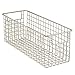 mDesign Narrow Farmhouse Decor Metal Wire Food Storage Organizer Bin Basket with Handles for Kitchen Cabinets, Pantry, Bathroom, Laundry Room, Closets, Garage - 16