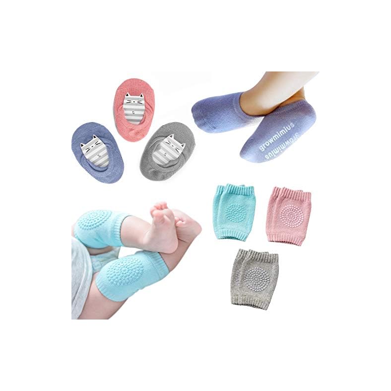 BOSONER Baby Crawling Anti-Slip Knee and Anti Slip Baby Boys Girls Socks Best Infant Gift, Unisex Baby Toddlers Kneepads…