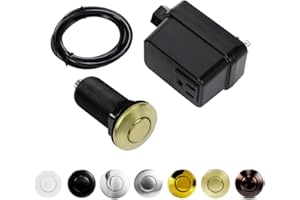 Garbage Disposal Switch, Cordless Air On Off Kit for Food Waste Disposer, Brushed Gold, LONG 3.5" Sink Top Push Button by CLEESINK