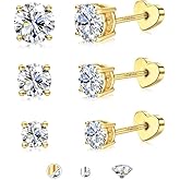 Moissanite Earrings Studs - S925 Sterling Silver Post Flat Back Earrings for Women Men Double Sided Star Heart Cartilage Earring Stacks Helix Piercing D Color VVS1 1.8 CT Moissanite Jewelry Gift