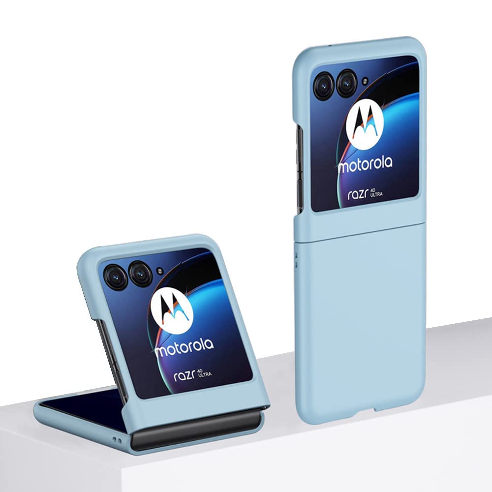 QINOUK Case for Motorola Razr 40 Ultra, [Anti-Scratch] Ultra-thin Hard PC Protective Case Shockproof, Filp Cover for Motorola Razr 40 Ultra-Sky blue