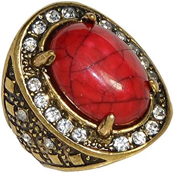 Indian Design Single Stone Big Rings for Ladies (Red)