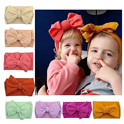 8Pcs Baby Girl Headbands Wide Hair Band Turban Knotted Toddler Hairband Super Soft and Stretchy big bowknot Hair Wrap for 2-8 years Little Girls