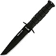 MTech USA MT-113 Rescue Team Fixed Blade Survival Knife, Black Straight Edge Tanto Blade, Black Handle, 10-1/2-Inch Overall