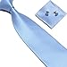 Stylefad Men's Solid Plaid Wide Neck Tie Set Hanky Cufflink Light Sky Blue