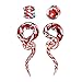 BodyJ4You 4PC Glass Ear Tapers Plugs 00G Black Red Ribbon Teardrop Spiral Gauges Piercing Set