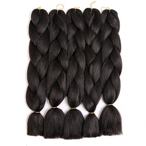 Lady Corner Braiding Hair 24inch Jumbo Braids High Temperature Fiber Synthetic Hair Extension 5pcs/Lot 100g/pc for Twist Braiding Hair (Darkest Brown)