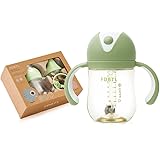 Baby Soft Spout Sippy Cups, Learner Cup with Removable Handles, Leak-Proof, Spill-Proof, A Straw Brush, Break-Proof Cups for 