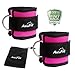 AbraFit Ankle Straps - for Cable Machines, Ab, Leg & Glute Exercises, Improved Wider and Longer, Durable &Lightweight, Free Carry Bag Included, (Pink,Pair)