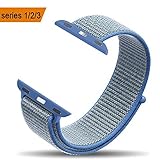 amBand Compatible for Apple Watch Sport Loop Band 38mm, Lightweight Breathable Nylon Replacement Band Compatible for Apple Watch Series 1, Series 2, Series 3, Sport, Edition-Tahoe Blue