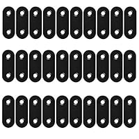 VinBee 30 PCS Black Flat Straight Corner Brace Plates Metal Joining Plate Connector Repair Bracket with Fixing Screws，2 Holes,Stainless Steel (1.57x0.6x0.08in)