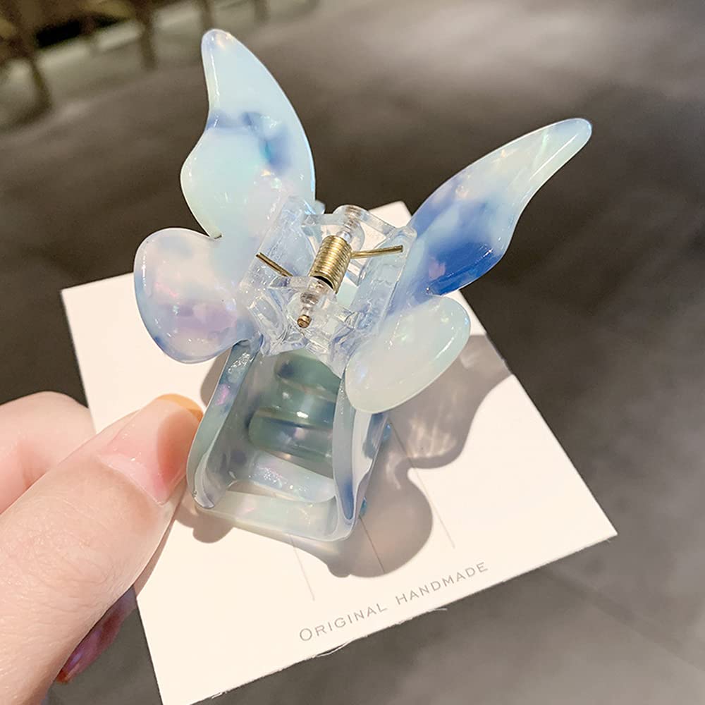 Butterfly Hair Clips Small Hair Claw Clips, Glitter Shell Marble Leopard Hair Catcher Pine Clip Hair Jaw Clips Hair Styling Accessories Hair Accessories for Women Girls, Blue