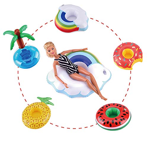 E-TING Swim Ring Summer Fun Swimming Pool Float Raft Lilo Lifebuoy for Girl Dolls Pool Party and Kids Bath Toys Inflatable Drink Holders