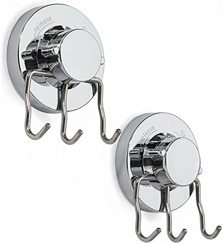 Alolli- Pack Of 2 Super Powerful Vacuum Suction Cup Hooks - Strong Stainless Steel Hooks for Bathroom &amp; Kitchen