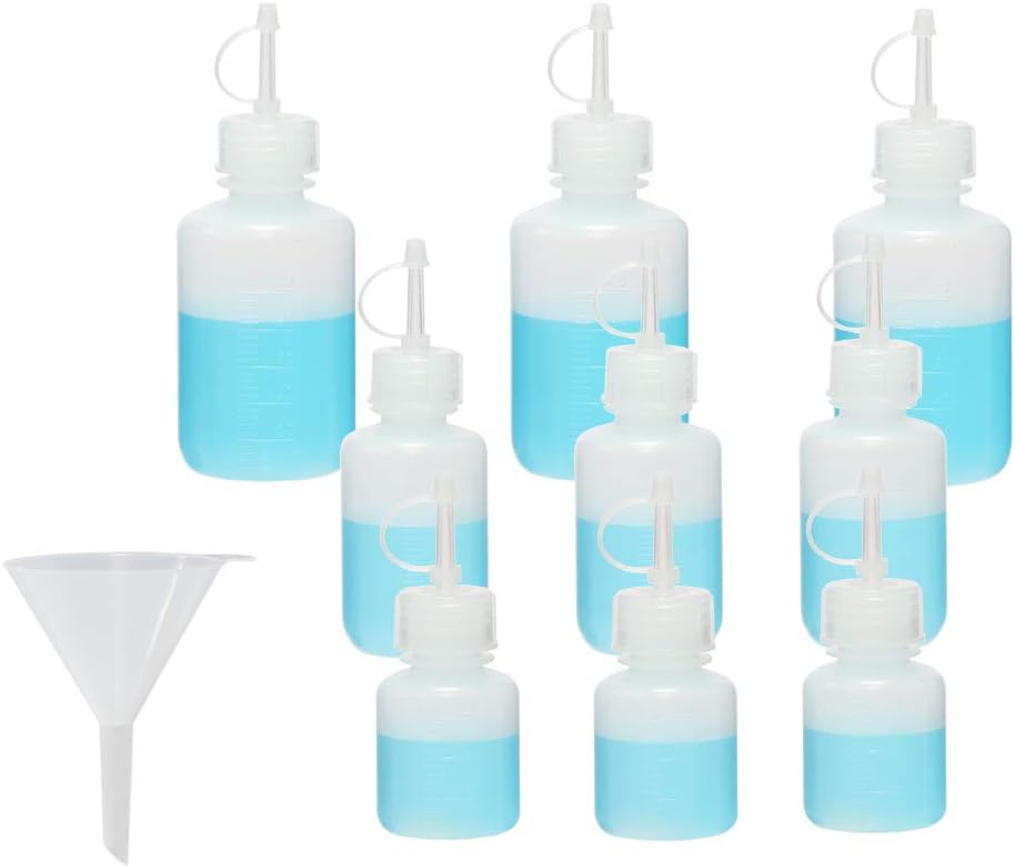 ULAB Scientific Drop-Dispensing Bottle and Funnel set, Each 3 of Vol. 30ml 60ml 125ml of Drop Bottle, LDPE material, 1pc of Plastic Analytical funnel offered, UDB1001