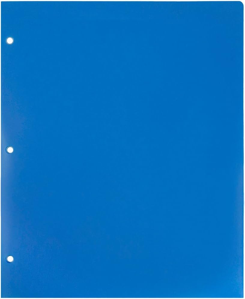 JAM PAPER Heavy Duty Plastic 3 Hole Punch School Folders with Pockets - Assorted Primary Colors - 6/Pack : Office Products
