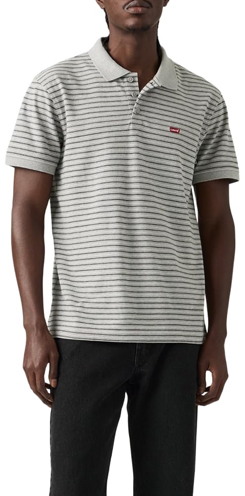 Levi's Men's Housemark Polo, (New) Gus Stripe Midtone Grey Heather, XX-Large Image