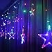 Excelvan Safe Voltage 138LEDs 6.6ft/2m Waterproof Star Curtain String Light, Window Fairy Light with Memory for Wedding, Christmas, Parties and Festival Decorations, Multi-Color