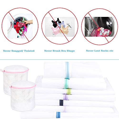 Wanapure 9Pcs Mesh Laundry Bag for Delicates, Lingerie Bags for Laundry - (1 Large & 4 Medium & 2 Small & 2 Bra Bags) for Garment, Underwear, Sock, Baby Clothes, Sweater, Travel, Washing Machine