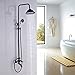 Rozin Oil Rubbed Bronze Bathtub Shower Faucet Set 8-inch Rainfall Shower Head + Hand Sprayer Porcelain Deco