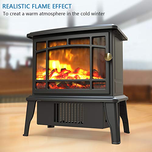 500w Small Desktop Fireplace Heater with 3D Realistic Flame Effect, Portable Electric Safe Heater for Indoor Use, Over-heat Protection, Decoration for Home Office, A Great Gift for Winter Festival - Thumbnail 2