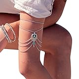AutumnFall® Women Turquoise Bead Upper Arm Armlet Tassels Chain Bracelet Cuff Jewelry