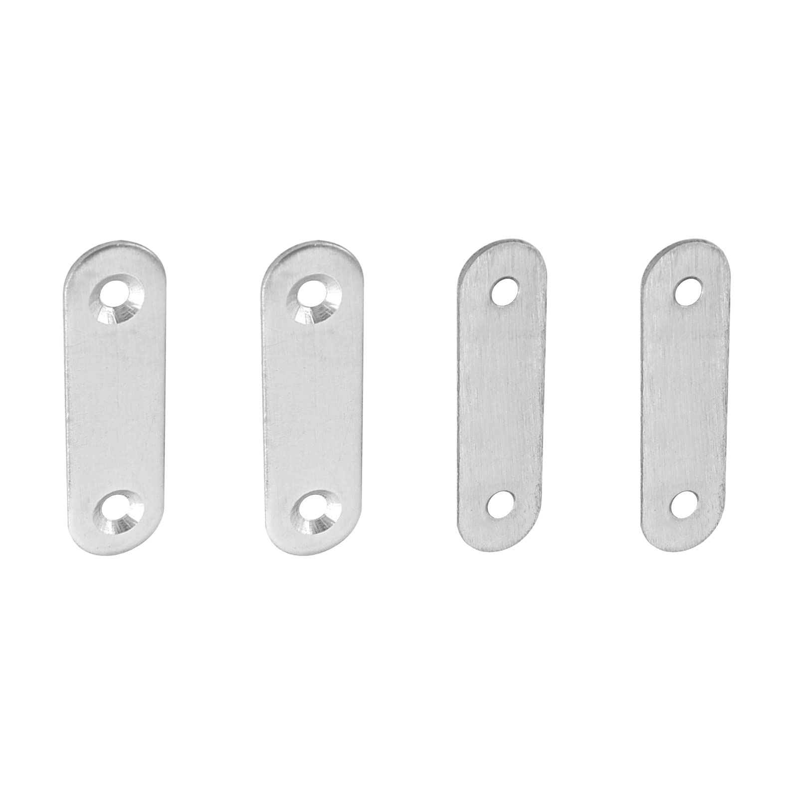 DTGN 60x16x1.7mm(LxWxT) Flat Straight Brace Plate -4Pack- Good for Furniture Repairing - Stainless Steel Brace Plate - Silver Tone