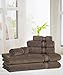 Casa Lino Quick Dry Super Zero Twist 6 Piece Bath Towel Set 7 Star Hotel Luxury Collection, 2 Bath Towel 28x54, 2 Hand Towel- 16x28, Face Towel- 13x13 (Chocolate)