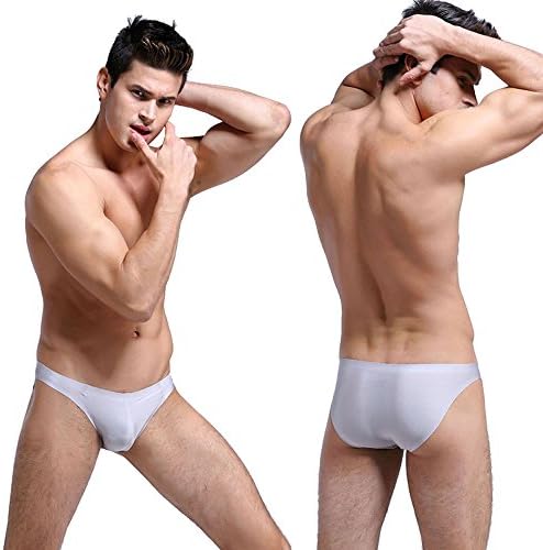 Men's Ice Silk Underwear Mid Rise Solid Sexy Bikini Briefs Grey XXXL