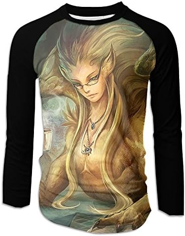Mens Stylish 3D Graffiti Graphic Tee Cool Long Sleeve Baseball T-shirt Quick-Dry Crew Neck Raglan Shirt Sport Tees Fantasy Sphinx Art X-Large?
