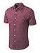uxcell Men's Printed Cotton Dress Short Sleeves Polka Dots Button Down Shirt Burgundy 46