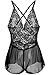 Avidlove Babydoll Sleepwear Lace Babydoll Plus Size Sleepwear Pant Dress Black XXL