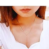 Women Lady Fashion Triangular and Cylindrical Pendant 18K Gold Plated Stainless steel Necklaces Chian