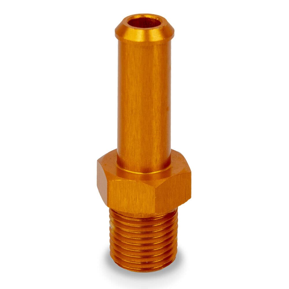 PrecisionGeek – Aluminium 1/8 NPT to 7–8 mm (5/16) Push-On Barb Tail Hose Pipe Fitting, Orange, Lightweight & Corrosion Resistant Connector for Fuel, Air, Water, Oil, DIY Applications – 1 Piece