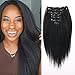 OrderWigsOnline Clip In Thick Human Hair Extensions Virgin Remy Human Hair 7 pieces 120gram/4.2oz Grade 8A for Thin Hair Natural Black for Black Women Yaki Kinky Straight 18inch