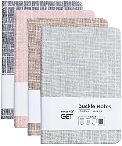 TIANSE Notebook Journal,4 Color Packs, 4'' x 6'' (A6) Hard Cover Notepad Journal with Grid-Lined,Blank and Ruled Style Page,128 Sheet