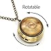 Top Plaza Retro Classic Antique Bronze Fob Pocket Watch Rotatable Hemisphere World Map Vintage Pendant Necklace Analog Quartz Watch with Chain