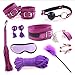 GLUSa 9 Pcs Role Play Costume Leather Bondage R’estraints Kit for Bed and Under Bed Sex Play Bandage Gear Sex for Men Jeans Sunglass (Color : Purple)thumb 3