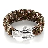 X-Plore Gear Paracord Bracelet Survival Kit For Men, Women | Adjustable Stainless Steel D Shackle Gear For Comfy Fit | For Emergencies, Travel, Hiking, Wilderness, Camping, Fishing, Hunting (Camo)