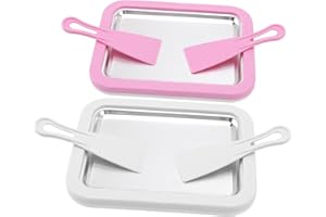 Ice Cream Roller Maker Plate Anti Griddle Pan with 2 Spatulas DIY Handcraft Stainless Steel Rolled Ice Cream Maker with Plast