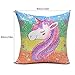 URSKYTOUS Unicorn Mermaid Pillow Case Decorative Reversible Sequin Pillow Cover Color Changing Cushion Throw Pillowcase 16” x 16”,Unicorn and Silver