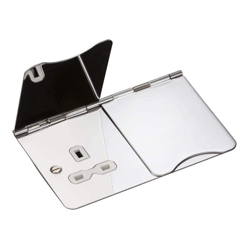Knightsbridge FPR9UPCW Unswitched Floor Socket, Polished Chrome with White Insert, 13 A, 2G — image 1