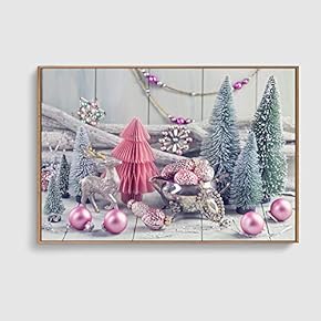 Framed Canvas Home Artwork Decoration Merry Christmas Canvas Wall Art for Living Room, Bedroom - 16x24 inches