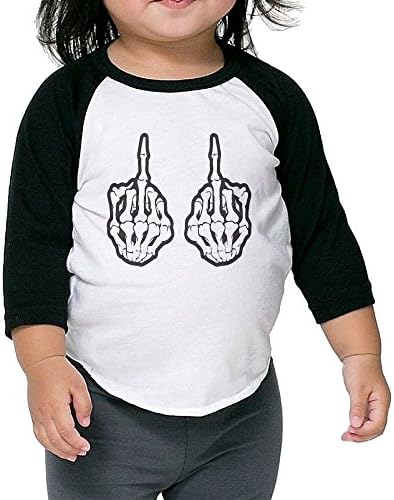 Skull Fingers Fuck You Unisex Kids 3/4 Sleeves Raglan T Shirts Child Youth Fit Sports Uniforms