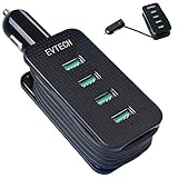 Car Charger, EVTECH [4 Ports, 24W/4.8A] Smart Multiple USB Vehicle Charger,(Universal Portable Rapid Travel Charger) with Extended 3.3ft Cable for All Smartphones, Tablets, GPS & Cellular Devices