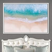 Framed Canvas Wall Art Coastal Freedom Aerial Beach Beach Coastal Cool Minimalism Multicolor Photography Relax/Calm - 16x24 inches