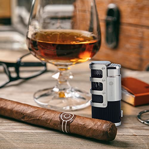 Mantello Cigars Torch Lighter, Triple Jet Flame Butane Lighter Cigar