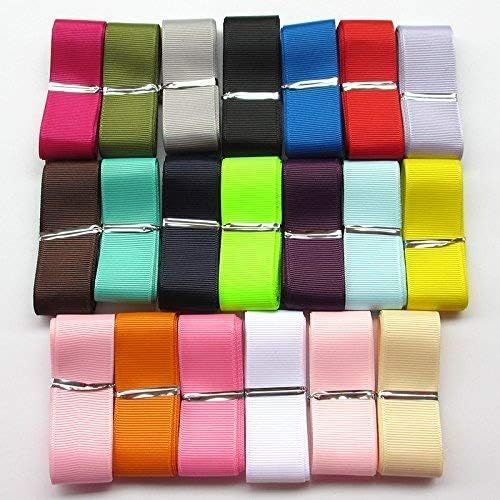 Chenkou Craft Assorted of 20 Yards Grosgrain Ribbon Total 20 Colors Mix Lots Bulk (1"(25mm)), Multicolor